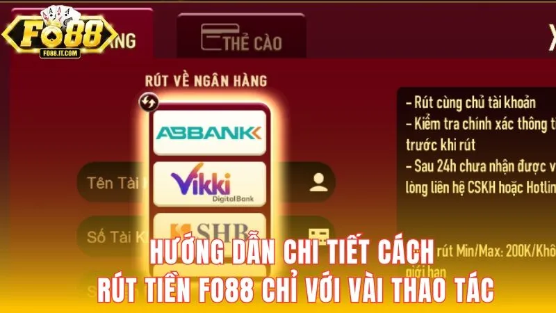 Hướng dẫn chi tiết cách rút tiền FO88 chỉ với vài thao tác
