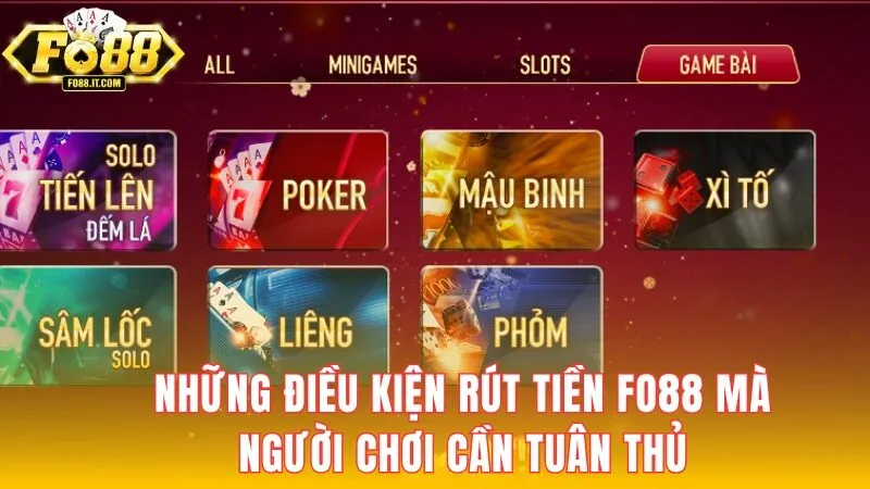 Những điều kiện rút tiền FO88 mà người chơi cần tuân thủ